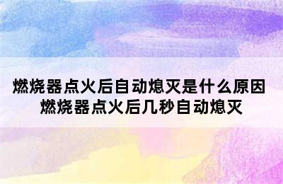 燃烧器点火后自动熄灭是什么原因 燃烧器点火后几秒自动熄灭